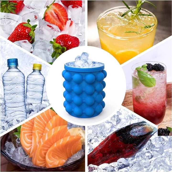2-IN-1 Silicone Ice Bucket and Ice Cube Mold