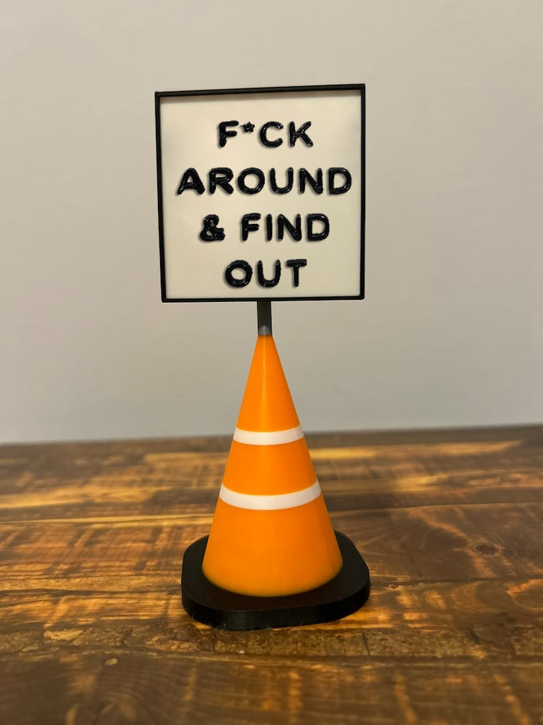 F Around/Find Out Hazard Cone Office Decoration