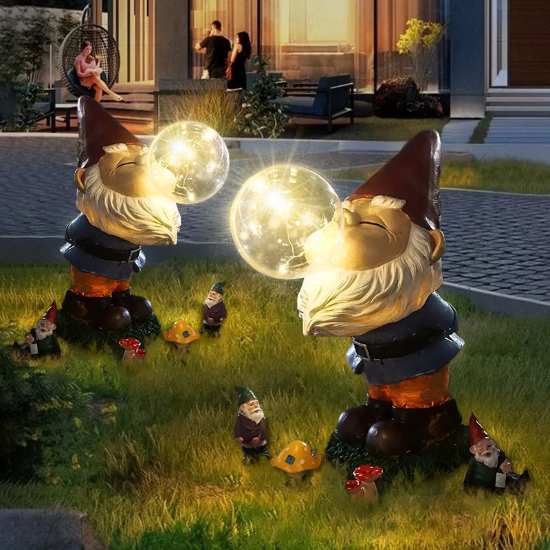 Jumbo & Hilarious Gnome Blowing A Bubble Garden Statue
