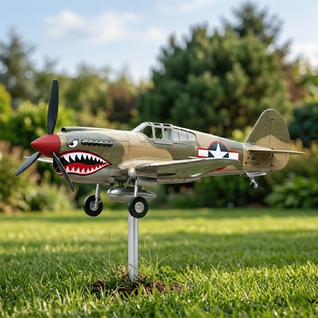 Shark Mouth Warplane Garden Wind Spinner