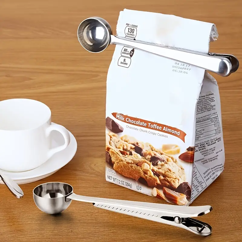 2-in-1 Stainless Steel Measuring Spoon With Sealing Clips