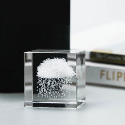 3D Cube Engraved Crystal Craft Ornaments