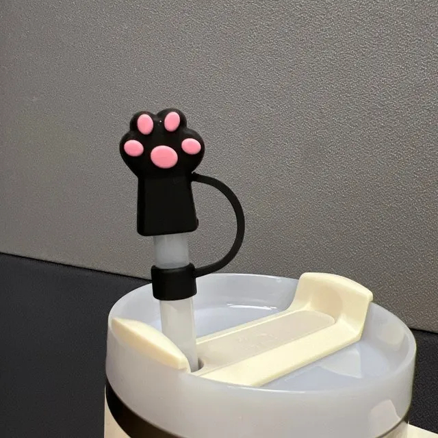 🐱Silicone Cute Cat Paw Straw Covers Cap