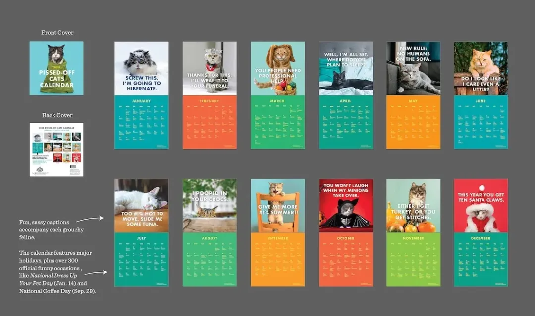 😾2024 PISSED-OFF CATS CALENDAR