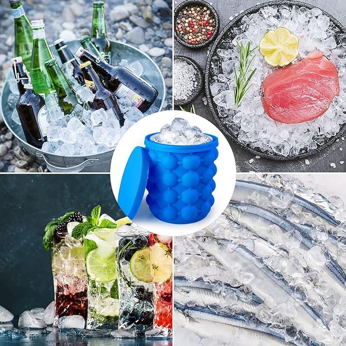 2-IN-1 Silicone Ice Bucket and Ice Cube Mold