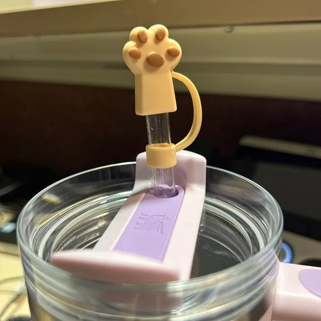 🐱Silicone Cute Cat Paw Straw Covers Cap