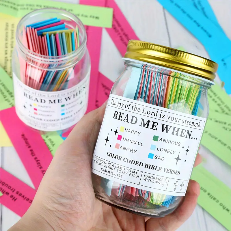 1pc bible themed emotional jar containing emotional notes similar to a notebook recording personal emotions and plans bible verses in jars bible verses jars for emotions and feelings details 0