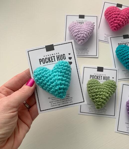 ❤️Pocket Hug, Crocheted Heart, Small Gift ，Handmade, buy more discount