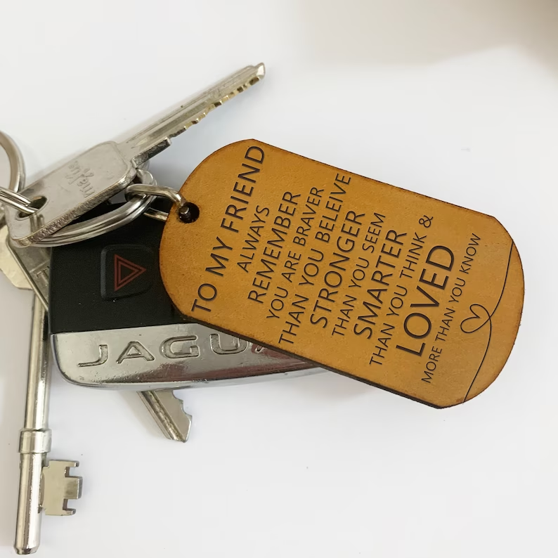 ✨🥰Christmas Gifts for Best Friend | Encouraging Words Leather Keychain🎄