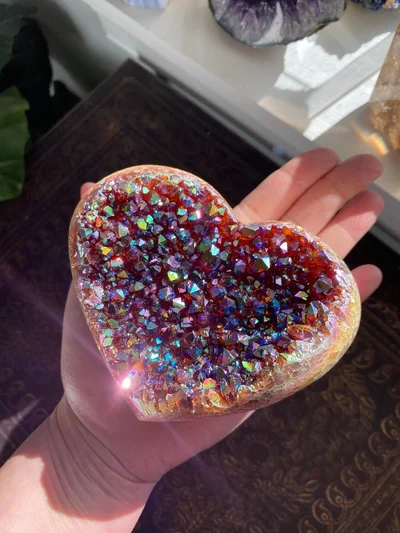 Angel Aura Heart Shaped Rainbow Resin Cluster