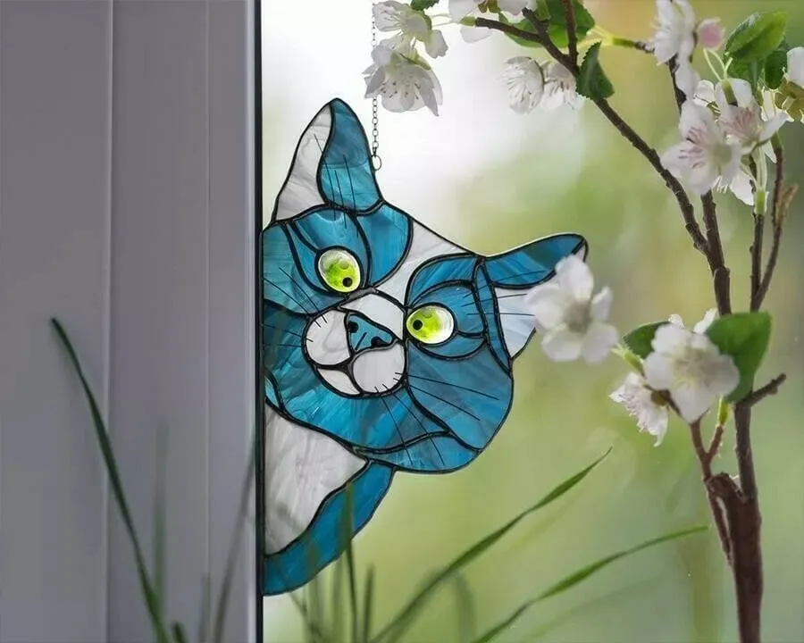 🌞Handmade Stain Cat Suncatcher For Window
