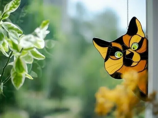 🌞Handmade Stain Cat Suncatcher For Window
