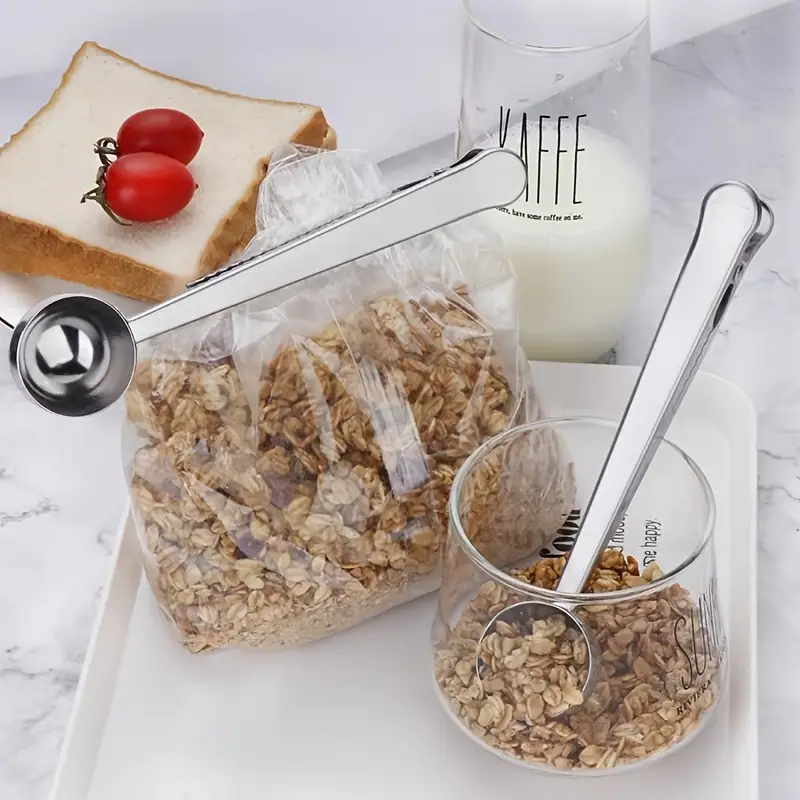 2-in-1 Stainless Steel Measuring Spoon With Sealing Clips