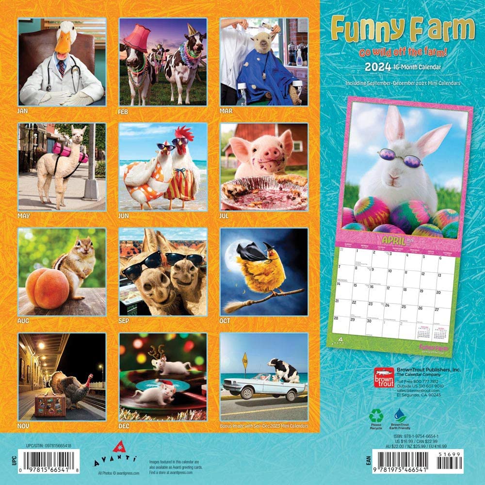 2024 Funny Farm Wall Calendar