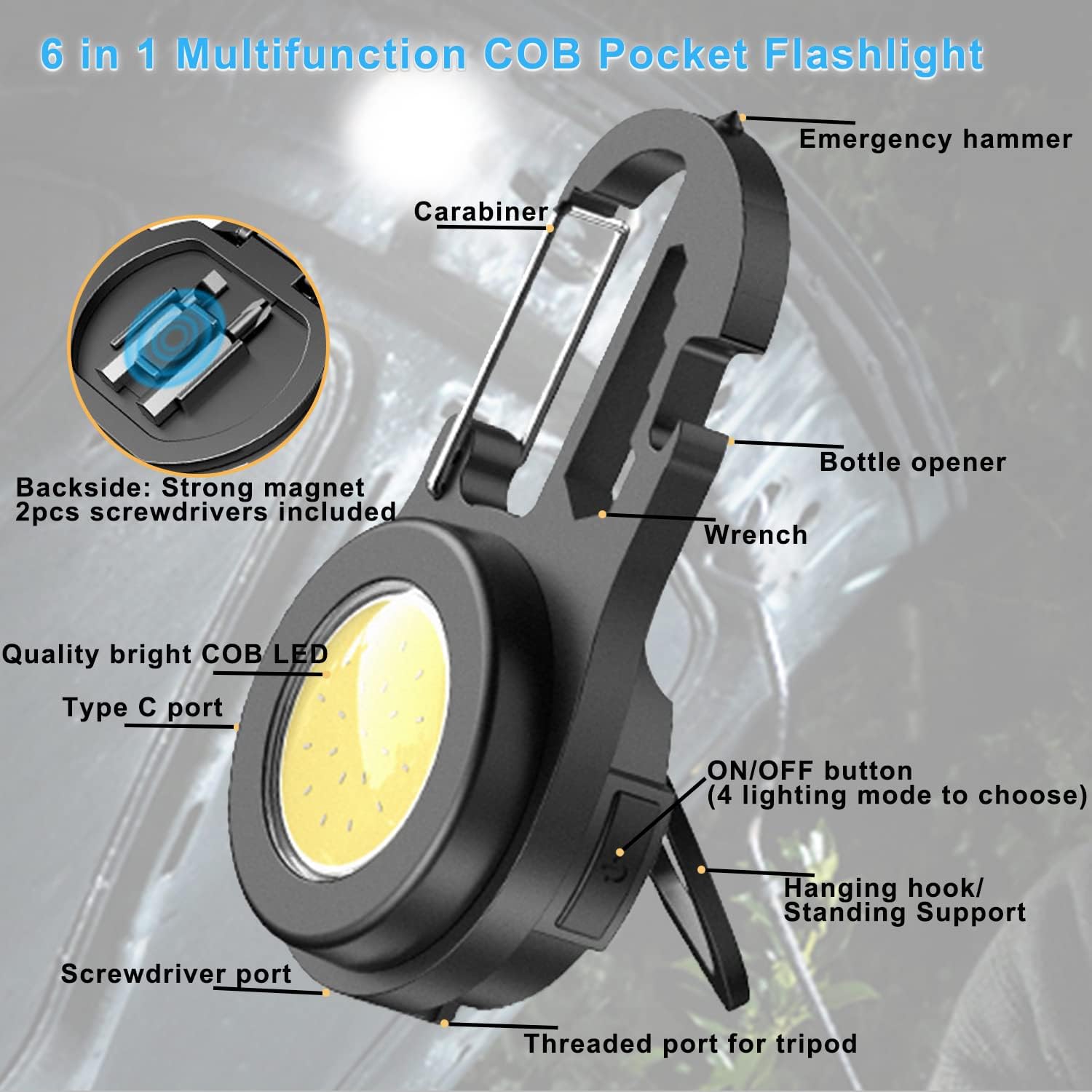 Multifunctional Flashlight Keychain