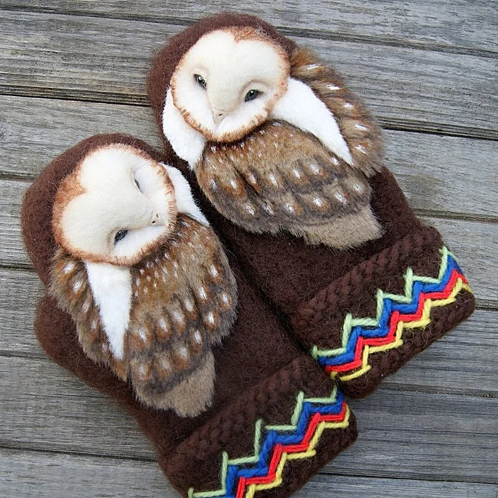 🦉Hand Knitted Nordic Mittens With Owls