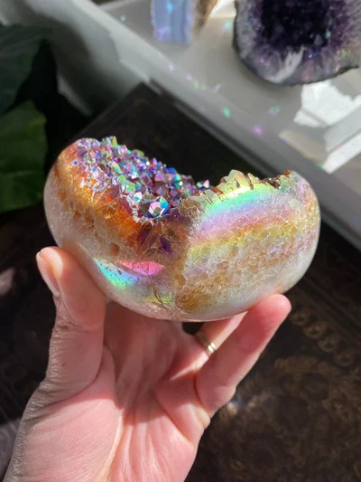 Angel Aura Heart Shaped Rainbow Resin Cluster