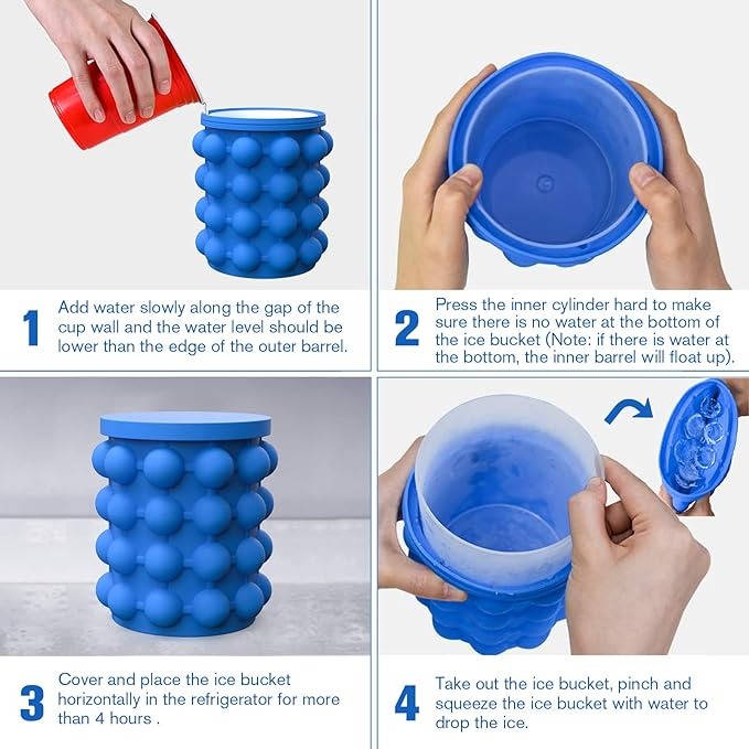2-IN-1 Silicone Ice Bucket and Ice Cube Mold