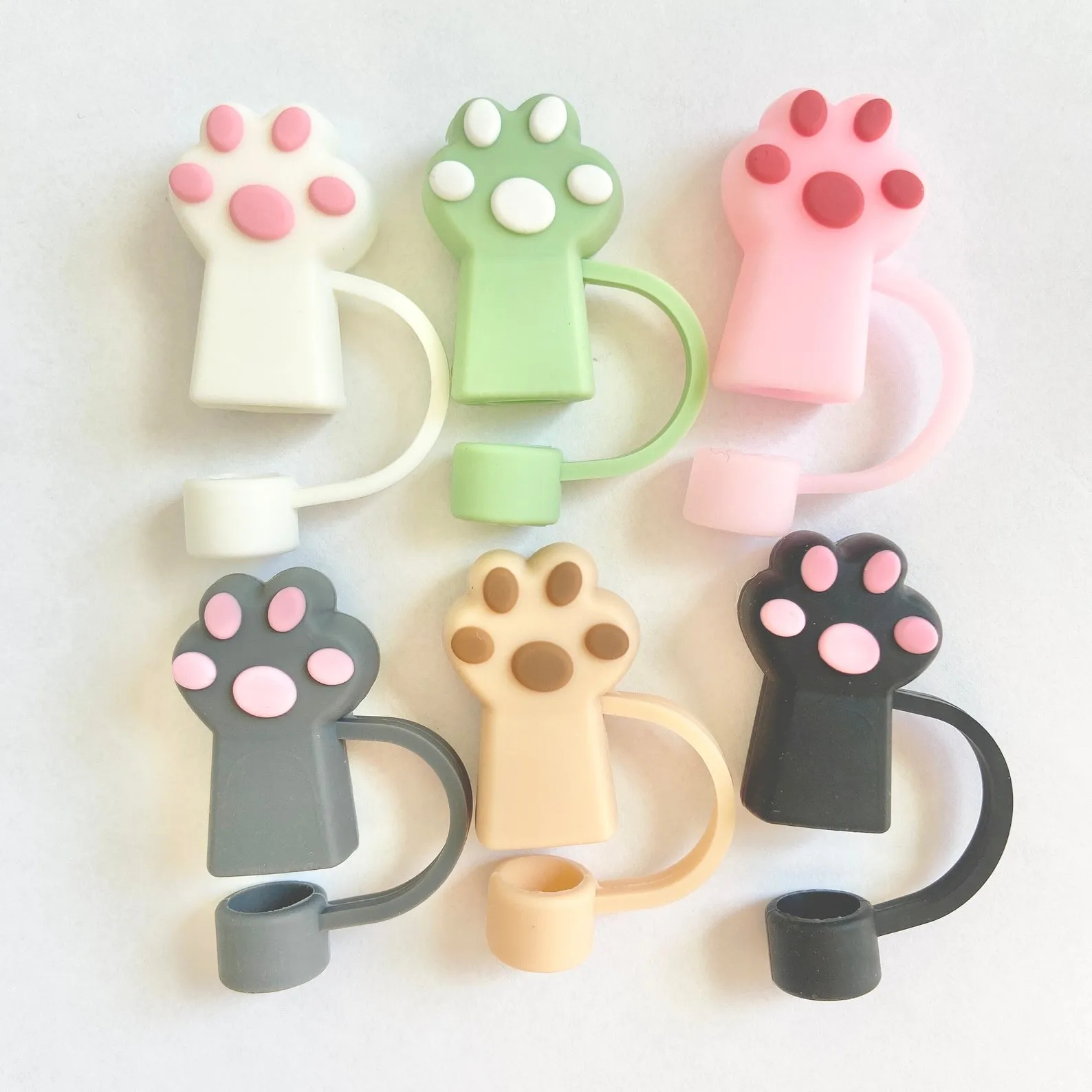 🐱Silicone Cute Cat Paw Straw Covers Cap