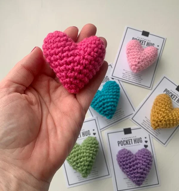 ❤️Pocket Hug, Crocheted Heart, Small Gift ，Handmade, buy more discount