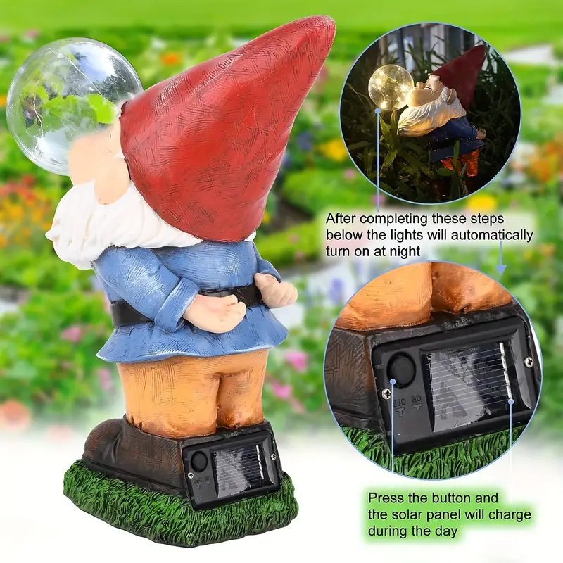 Jumbo & Hilarious Gnome Blowing A Bubble Garden Statue