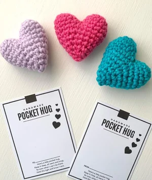 ❤️Pocket Hug, Crocheted Heart, Small Gift ，Handmade, buy more discount