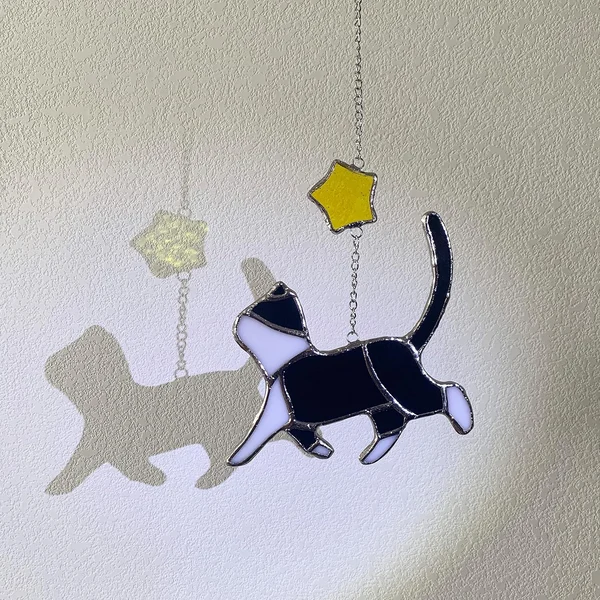 🐱Handcrafted Stained Glass Cat SunCatcher🌈