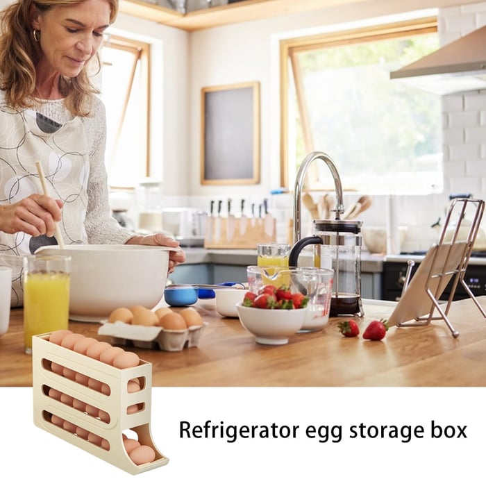 Egg Holder for Fridge-Eggs Dispenser Auto Rolling