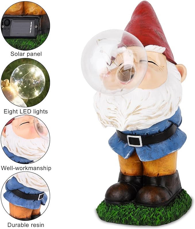 Jumbo & Hilarious Gnome Blowing A Bubble Garden Statue