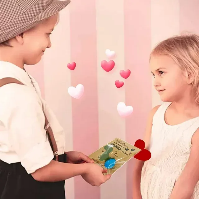 🦖24PCs Valentines Day Cards with Dinosaur Eggs