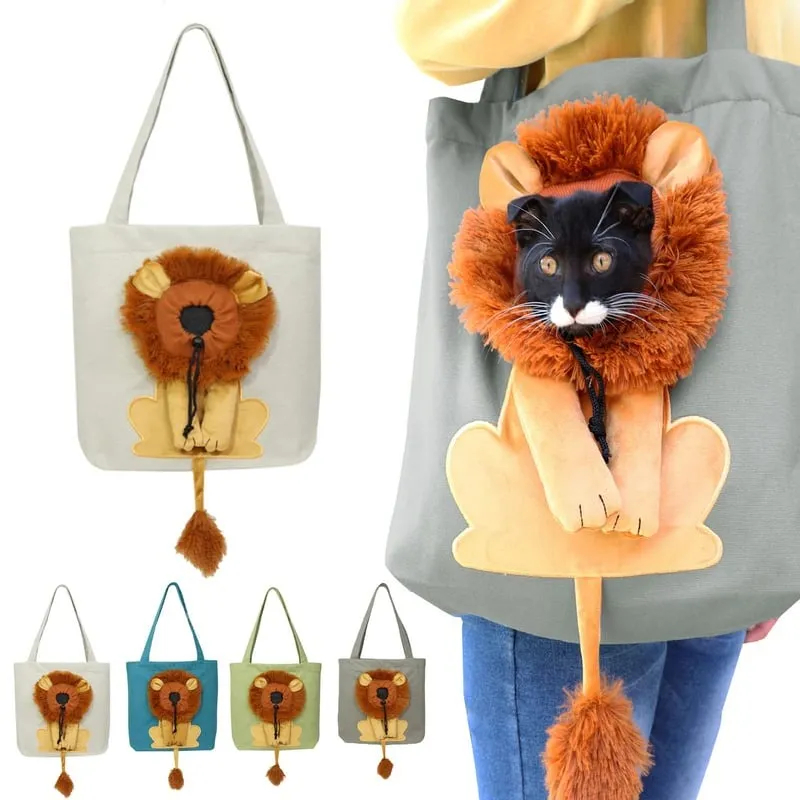 🐱Cute Lion-Shaped Pet Canvas Shoulder Bag Cat Carrier