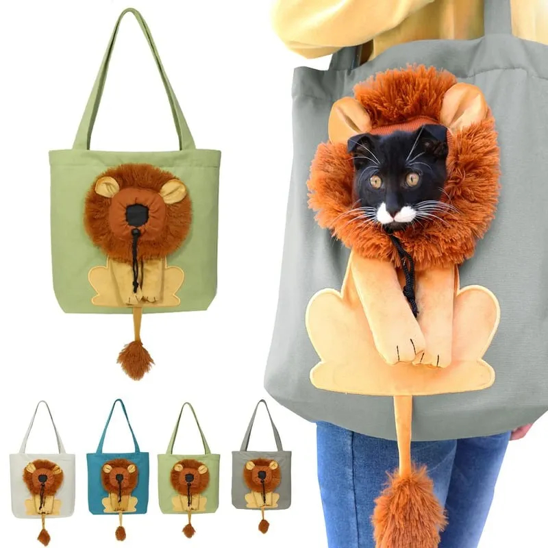 🐱Cute Lion-Shaped Pet Canvas Shoulder Bag Cat Carrier