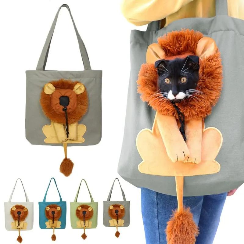🐱Cute Lion-Shaped Pet Canvas Shoulder Bag Cat Carrier