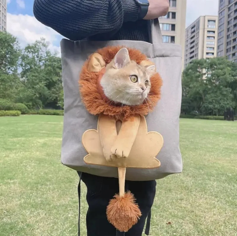 🐱Cute Lion-Shaped Pet Canvas Shoulder Bag Cat Carrier