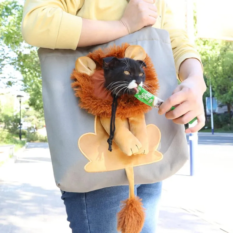 🐱Cute Lion-Shaped Pet Canvas Shoulder Bag Cat Carrier