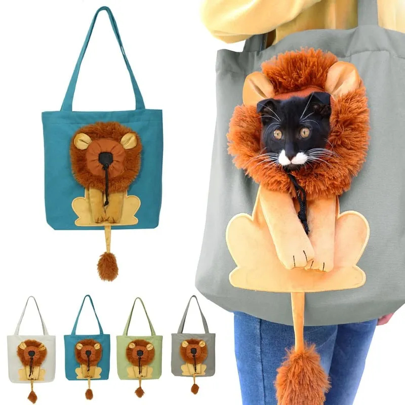 🐱Cute Lion-Shaped Pet Canvas Shoulder Bag Cat Carrier