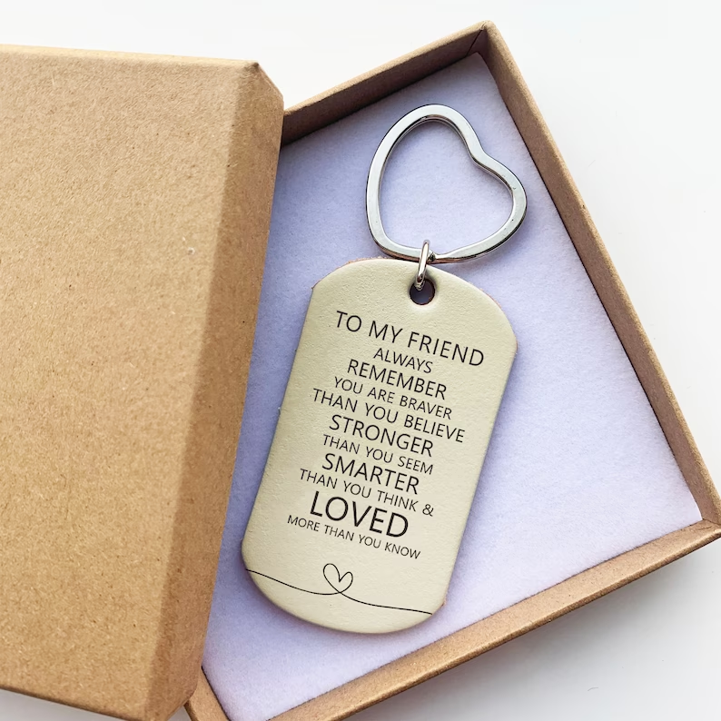 ✨🥰Christmas Gifts for Best Friend | Encouraging Words Leather Keychain🎄