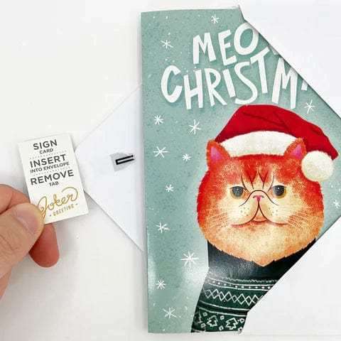 MEOWY CHRISTMAS 🐱🎄🔊 - JOKER GREETING PRANK CARD (GLITTER + SOUND)