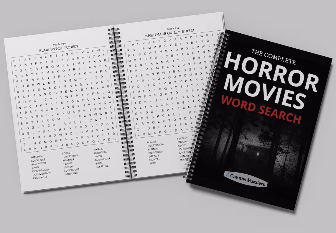 Horror Movies Word Search | Horror Movie Lover Gifts