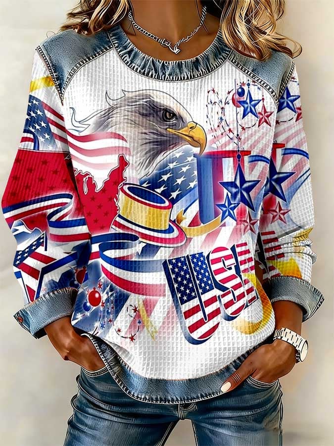 Women's American 250th Anniversary Commemorative Print Casual Top