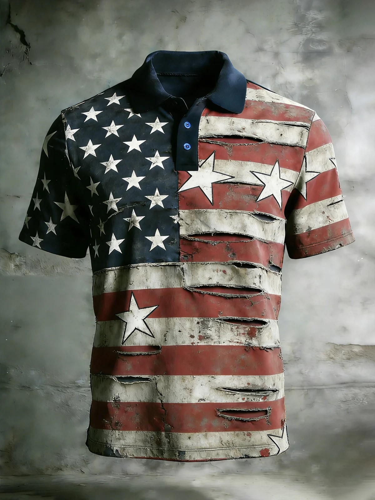 Moisture Wicking 3D Gradient Color 250th Anniversary American Flag Eagle Cross Short Sleeve Golf Polo