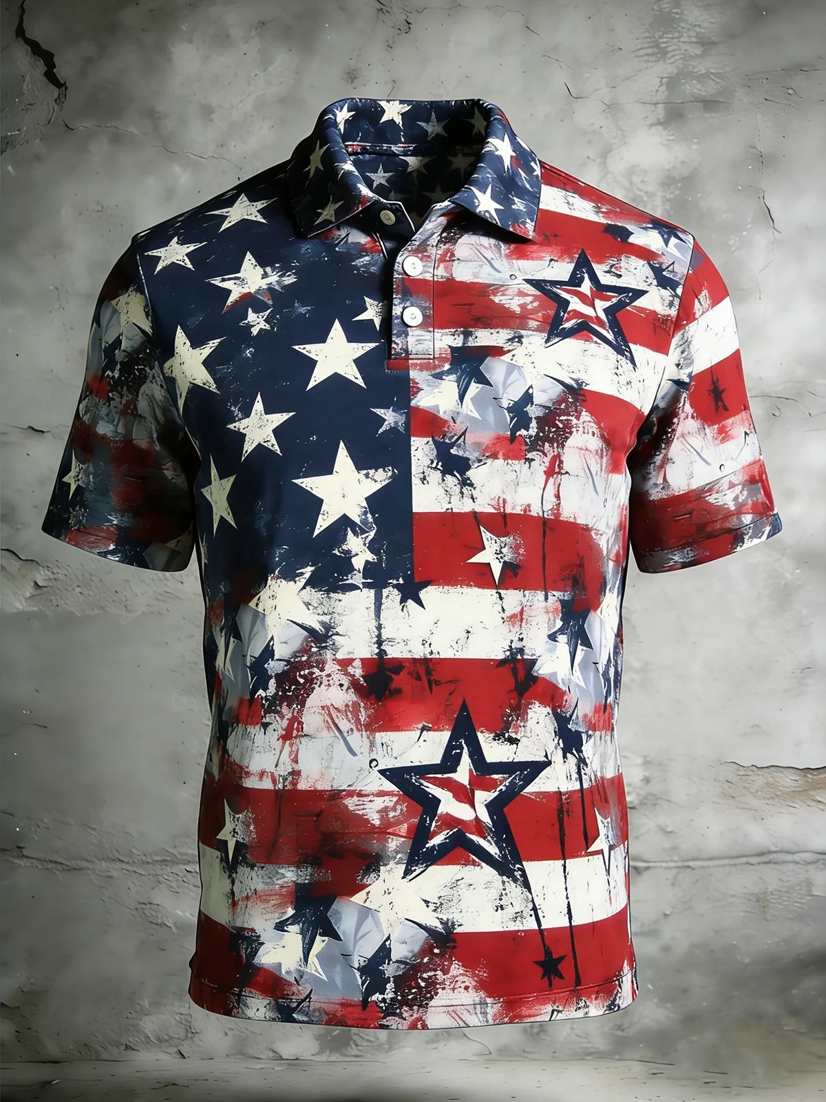 Moisture Wicking 3D Gradient Color 250th Anniversary American Flag Eagle Cross Short Sleeve Golf Polo