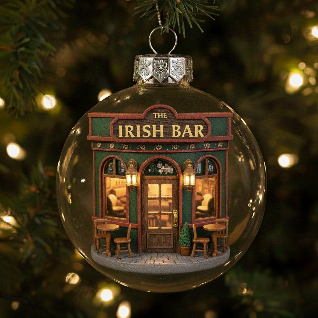 🎄🍻 Vintage Pub Ornaments – Festive Storefronts