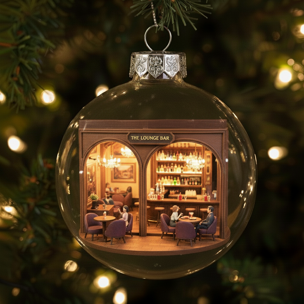 🎄🍻 Vintage Pub Ornaments – Festive Storefronts