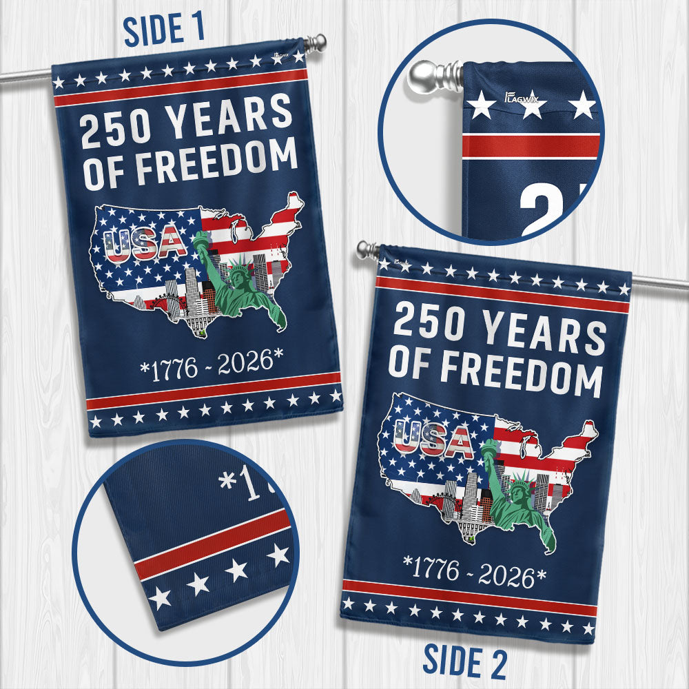 250 Years of Freedom Flag | USA Map Liberty 1776–2026 Patriotic Flag