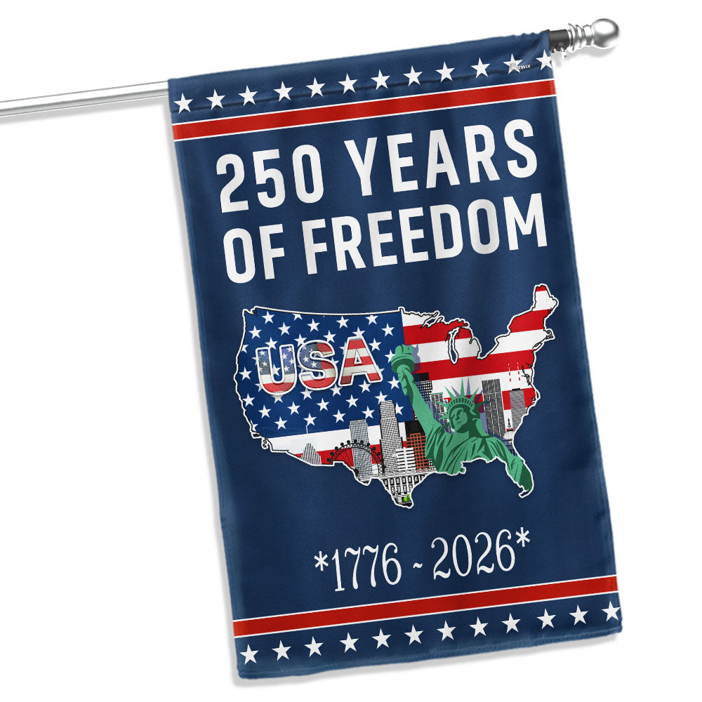 250 Years of Freedom Flag | USA Map Liberty 1776–2026 Patriotic Flag