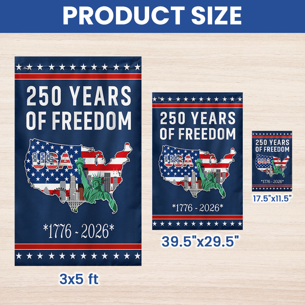 250 Years of Freedom Flag | USA Map Liberty 1776–2026 Patriotic Flag