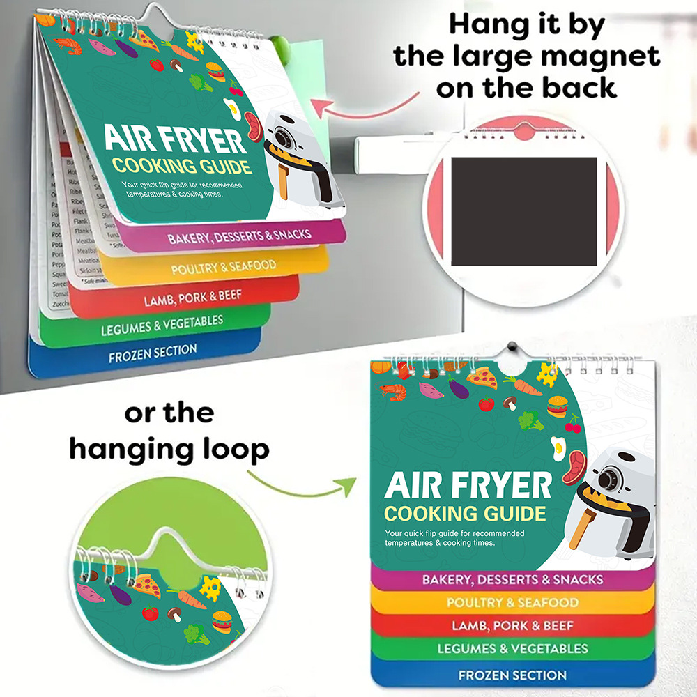 Air Fryer Cheat Sheet Magnets Cooking Guide Booklet