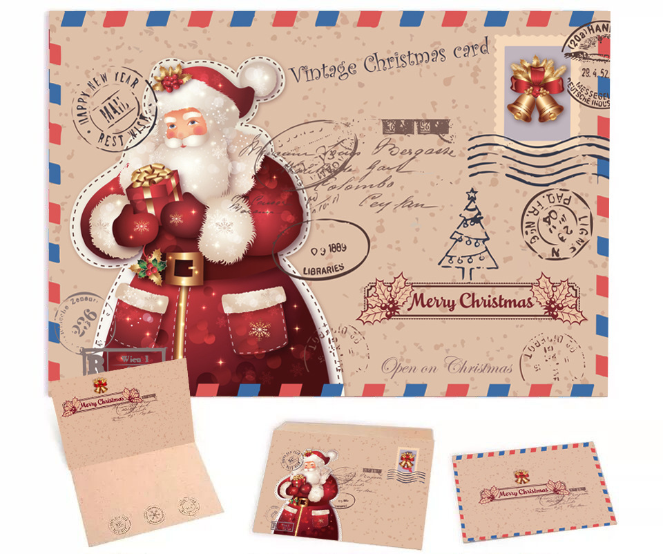 🔥Christmas Hot Sale - 🎅Vintage Kraft Christmas Cards