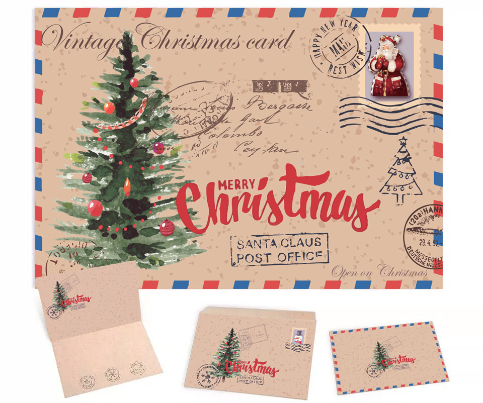 🔥Christmas Hot Sale - 🎅Vintage Kraft Christmas Cards